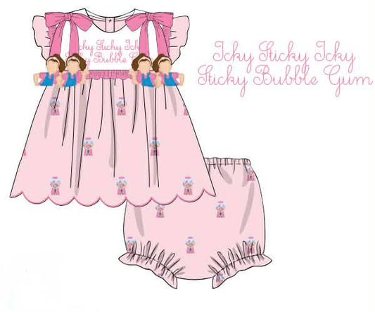 Icky Sticky Bubble Gum Girls Diaper Cover Set