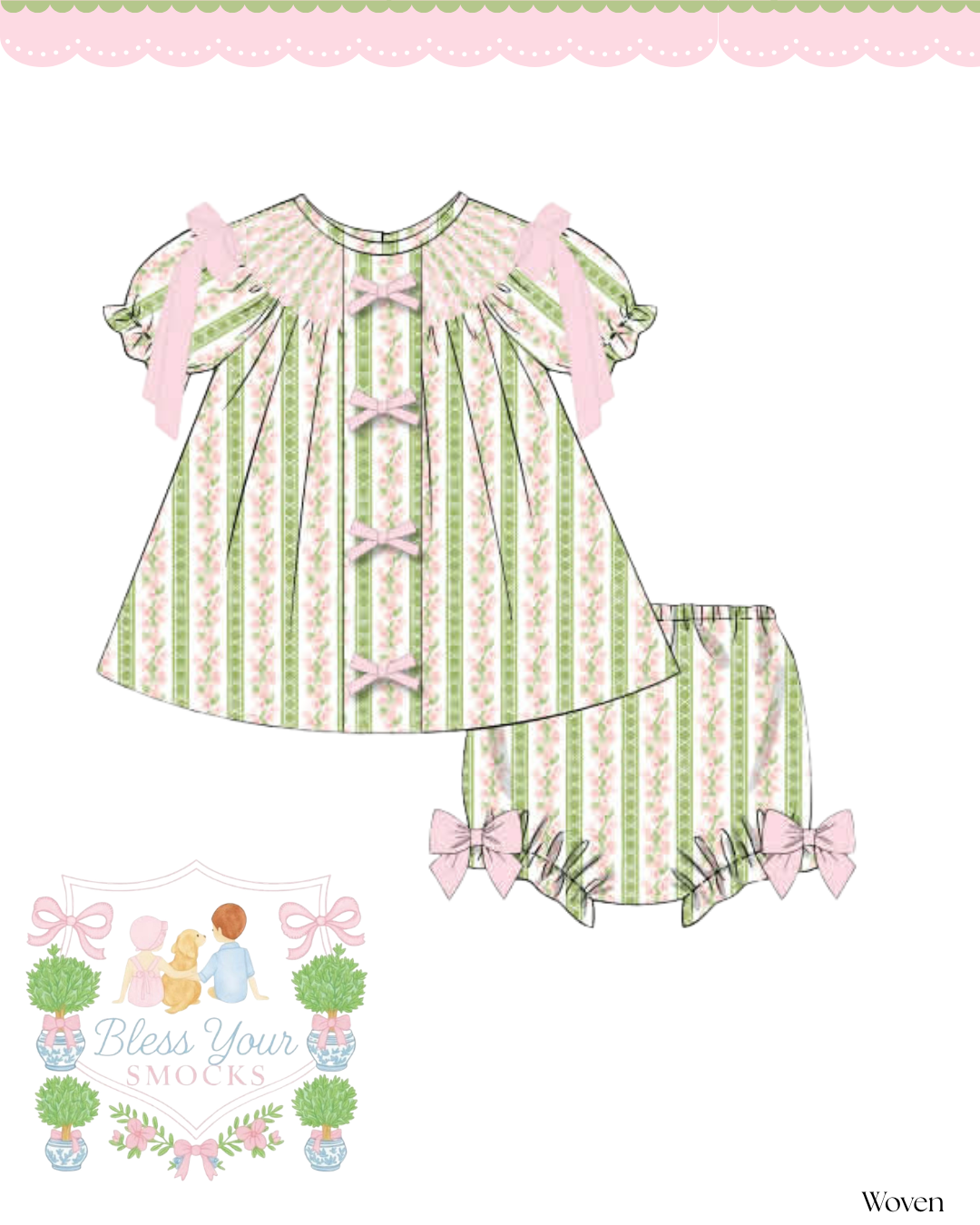 Green Floral Diaper Cover Set