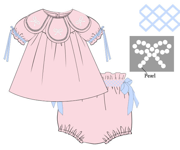 Pink Pearl Petal Neck Diaper Cover Set