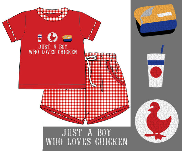 Just A Boy Who Loves Chicken Shorty Set