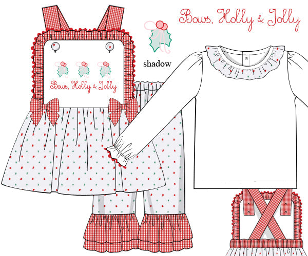 Bows, Holly + Jolly Pant Set