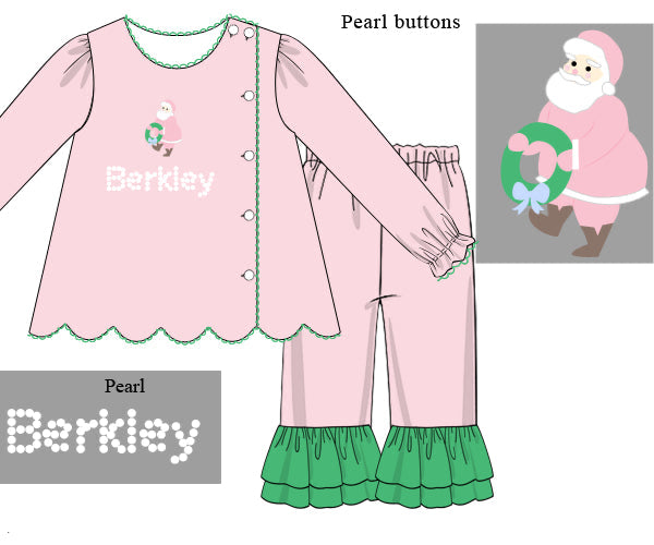 Pearl Name Santa Girl Pant Set