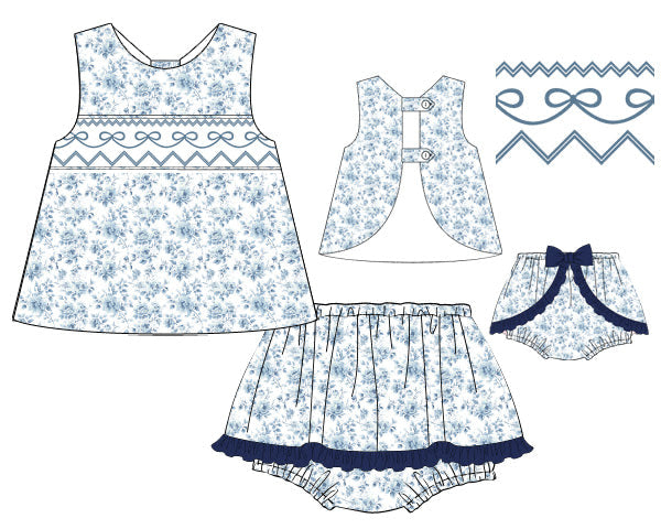 Magnolia Floral Skirted Diaper Cover Set