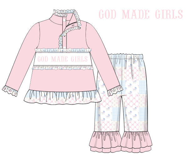 God Made Girls Quarter Zip Pant Set