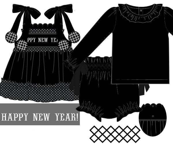 Happy New Year Girls Diaper Cover Set
