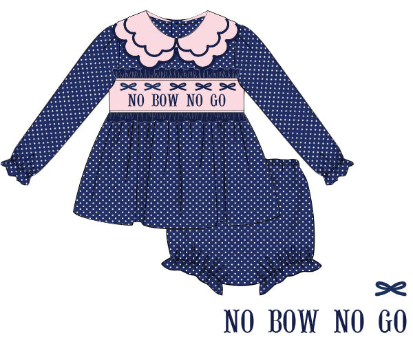 No Bow No Go Girls Diaper Cover Set