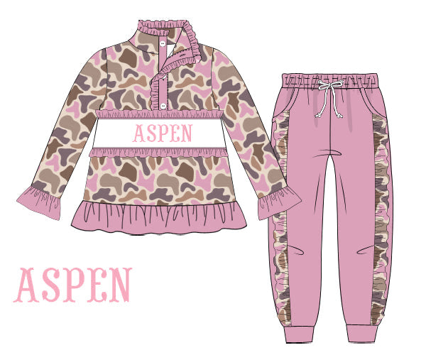 Girls Camo Jogger Set