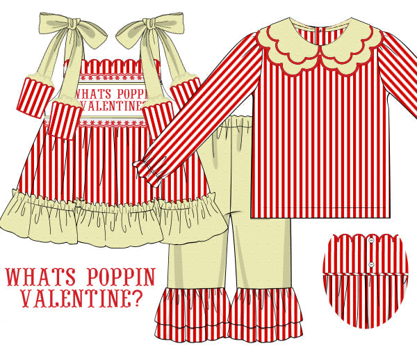 What's Poppin' Valentine Pant Set With Undershirt