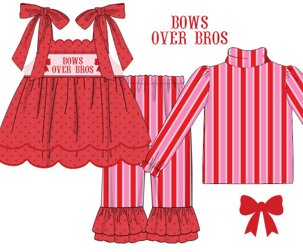 Bows Over Bros Pant Set With Under Shirt