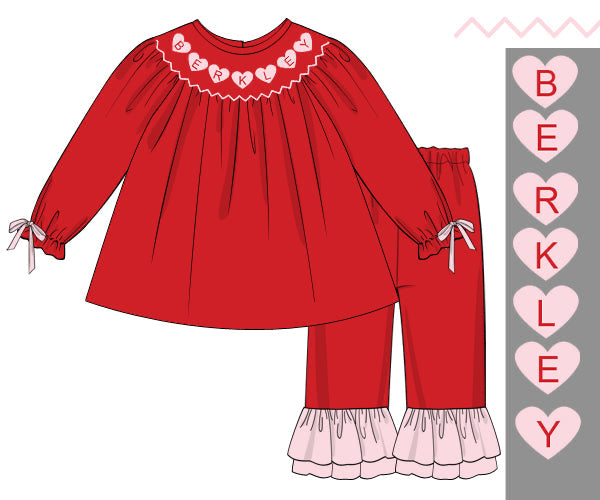 Pretty In Red Custom Name Pant Set