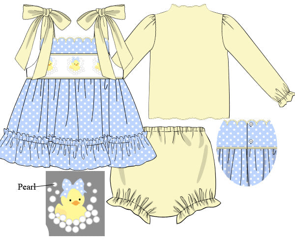 Lucky Duck Girls Diaper Cover Set With Undershirt