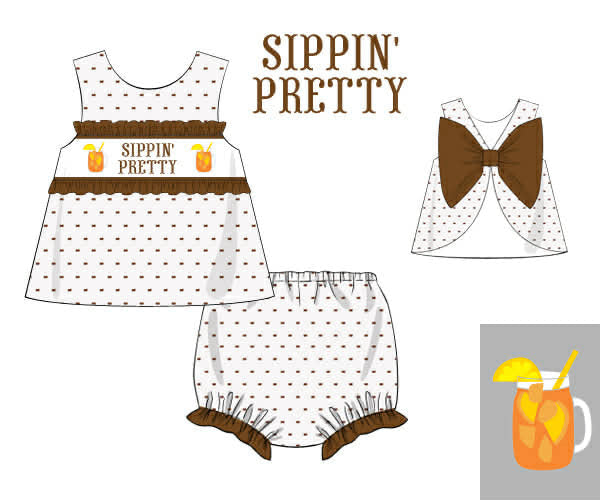 Sippin' Pretty Girls Diaper Cover Set