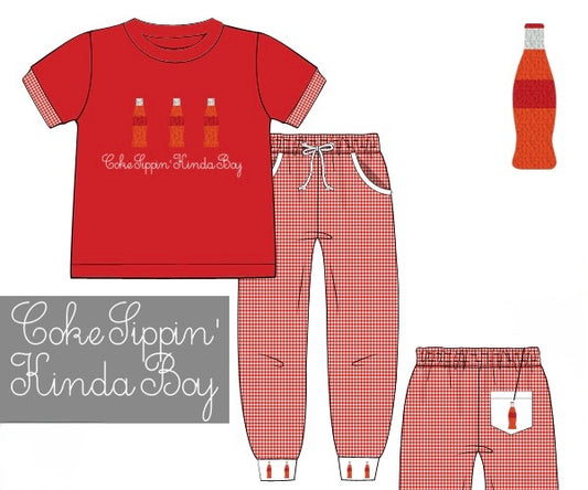 Coke Sippin' Kinda Boy - French Knot Jogger Set - Pre Order 3