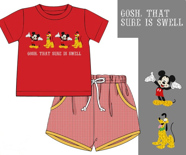 "Gosh, That Sure Is Swell" Mickey And Goofy Boys Shorty Set
