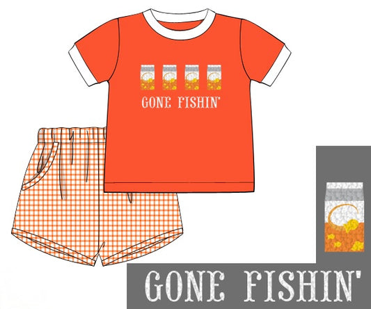 Gone Fishin' Gold Fish Boys Shorty Set