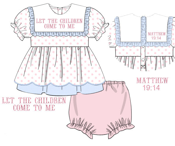 Let The Children Come To Me Girls Diaper Cover Set
