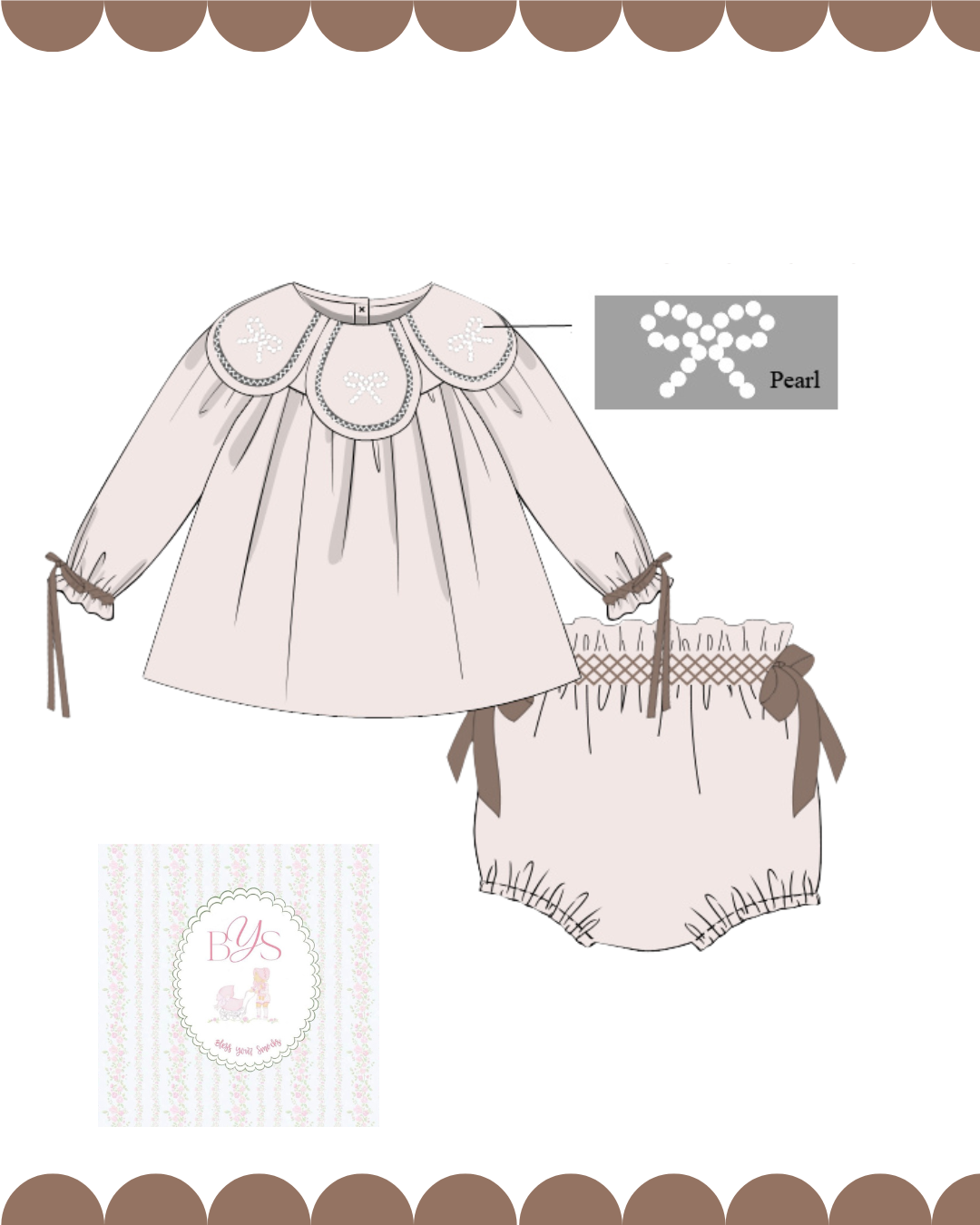 Pearl Bow Petal Neck Diaper Cover Set