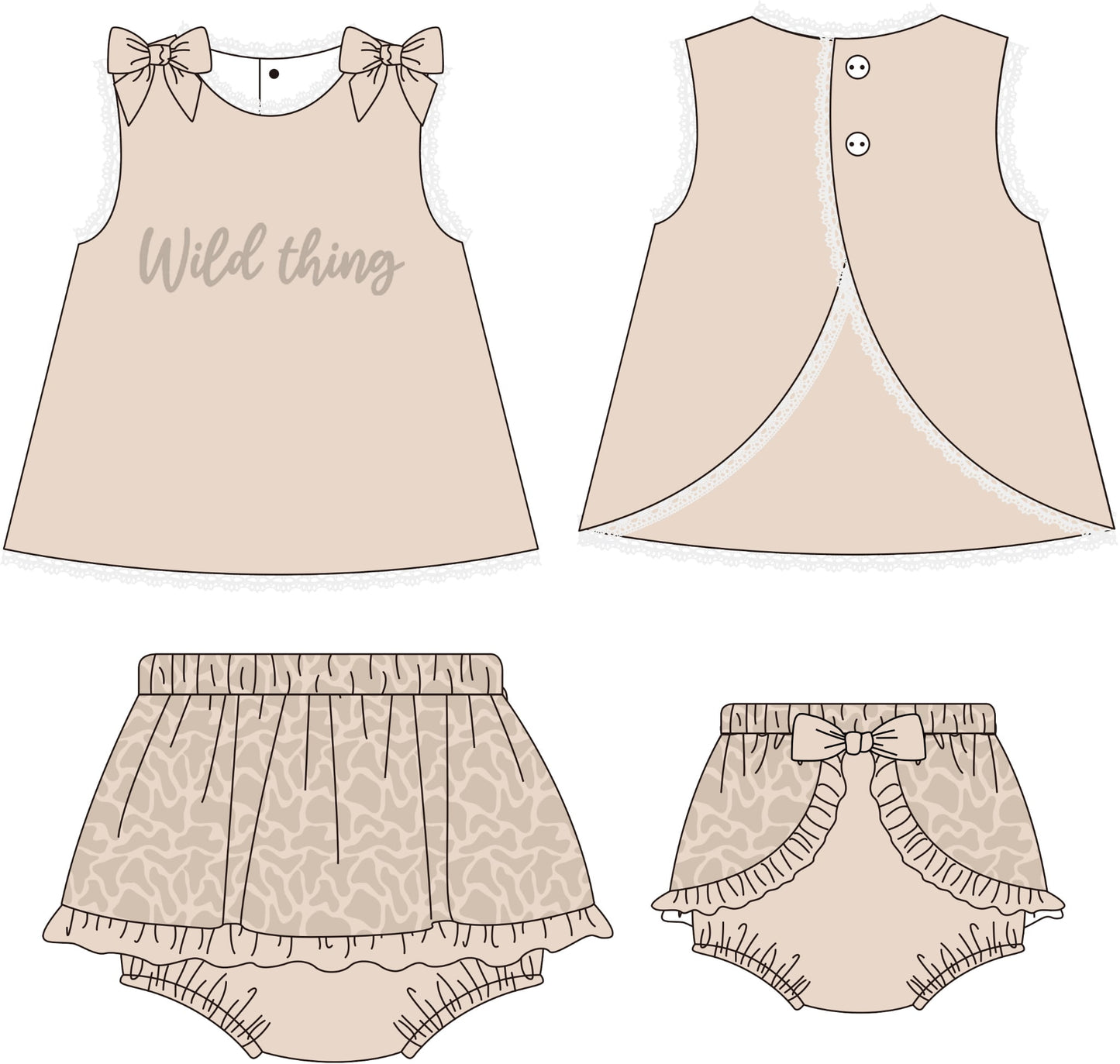 Wild Thing Girls Skirted Diaper Cover Set