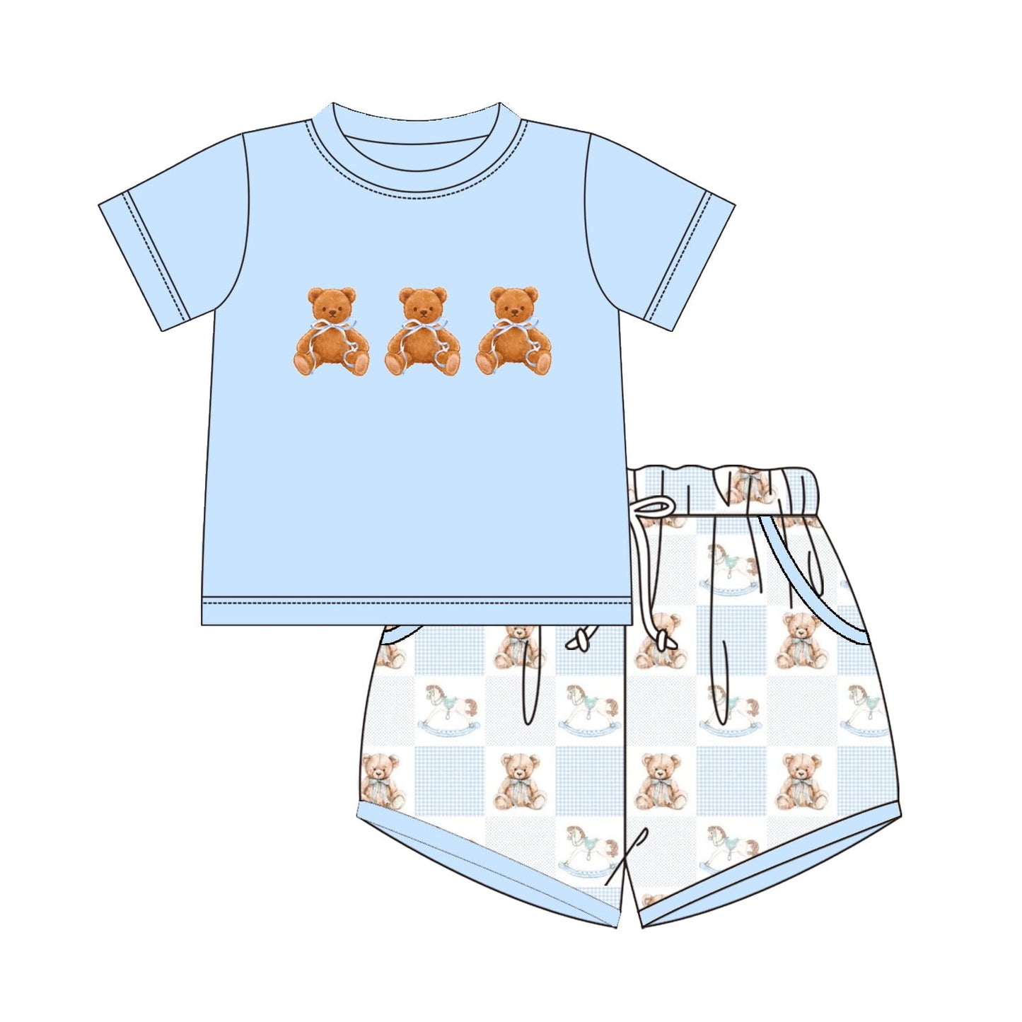 Teddy Bear Boys Shorty Set