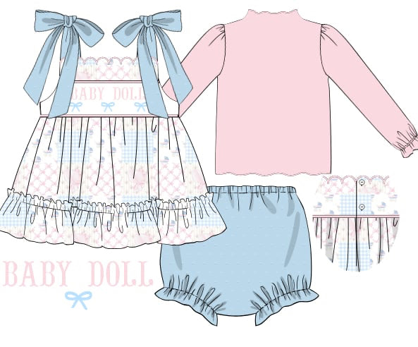 Baby Doll Diaper Cover Set With Under Shirt